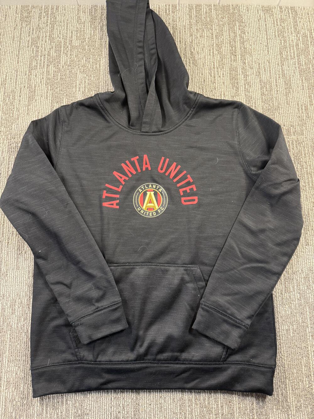 Atlanta United FC Hoodie Youth Large Black MLS Soccer Pullover Kangaroo Pocket